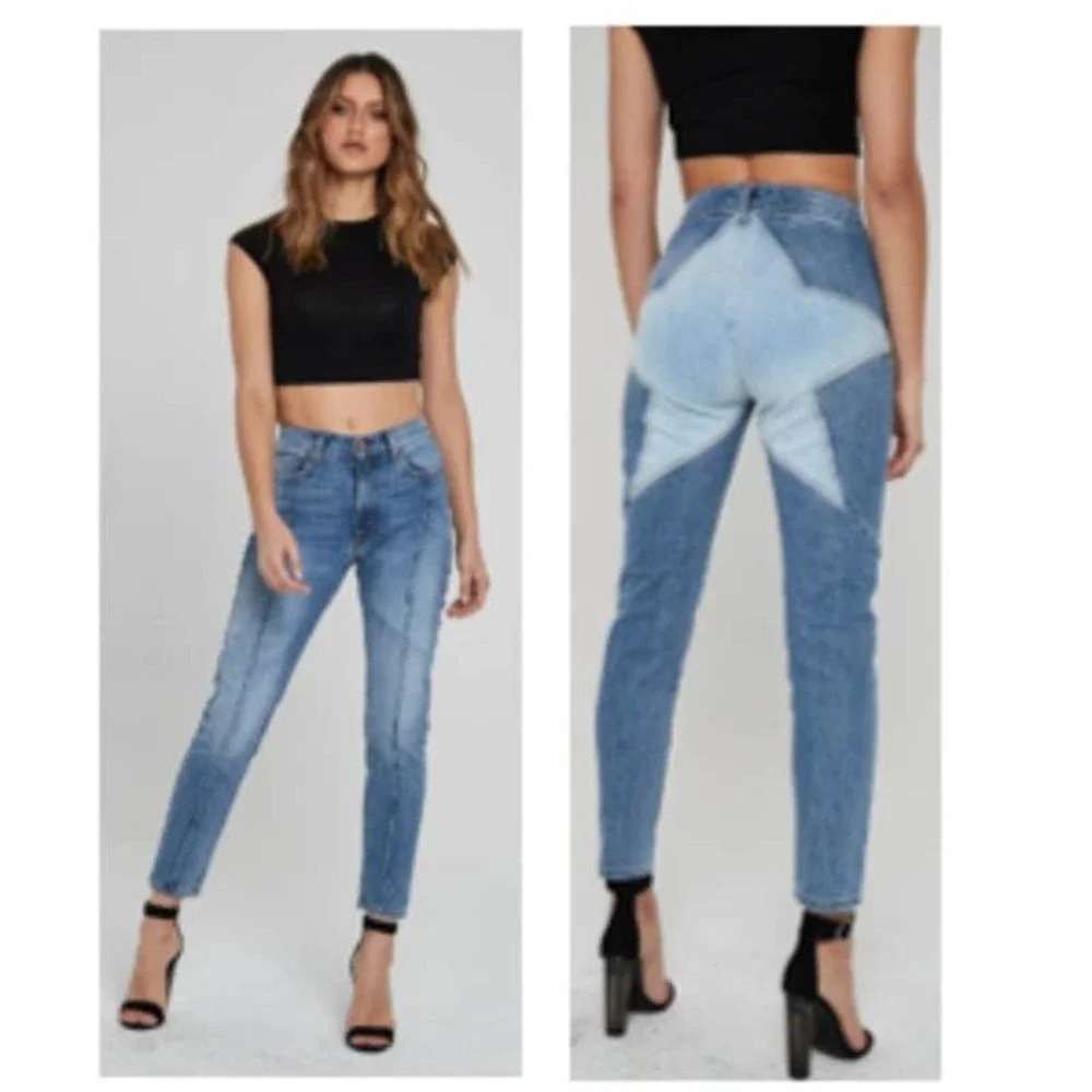 Revice Venus Crop Star Jeans in Stargazer Medium Wash Blue Size 26